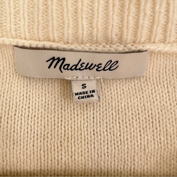 Madewell Short sleeved Cream Multicolor Knit Fringe Sweater Tee, S - Picture 6 of 11